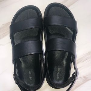 black cushioned Sandals